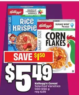 Chalo FreshCo Kellogg's Cereal Selected Varieties 450-650 g offer