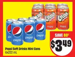 Chalo FreshCo Pepsi Soft Drinks Mini Cans 6x222 mL offer