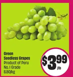 Chalo FreshCo Green Seedless Grapes Product of Peru No. 1 Grade 8.80/kg offer