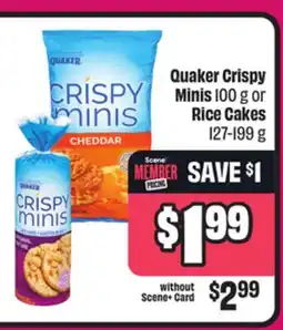 Chalo FreshCo Quaker Crispy Minis 100 g or Rice Cakes 127-199 g offer