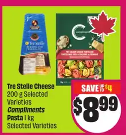 Chalo FreshCo Tre Stelle Cheese 200 g Selected Varieties Compliments Pasta 1 kg Varieties offer