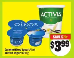 FreshCo Danone Oikos Yogurt 4 pk Activia Yogurt 650 g offer