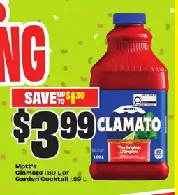 FreshCo Mott's Clamato 1,89 L or Garden Cocktail 1.89 L offer