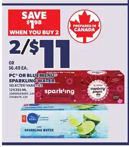 Independent City Market PC OR BLUE MENU SPARKLING WATER, 12X355 ML offer