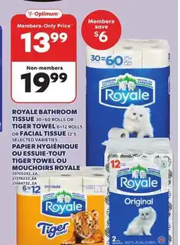 Independent City Market ROYALE BATHROOM TISSUE 30=60 ROLLS OR TIGER TOWEL 6=12 ROLLS OR FACIAL TISSUE 12'S offer