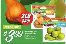 Longo's Fresh Organic Bosc or Concord Pears offer