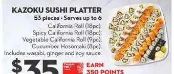 Longo's Kazoku Sushi Platter offer