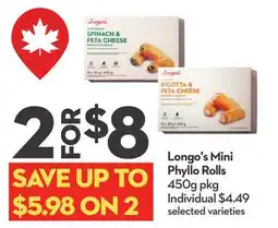Longo's Longo's Mini Phyllo Rolls offer