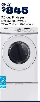 RONA Samsung 7.5 cu. ft. dryer offer