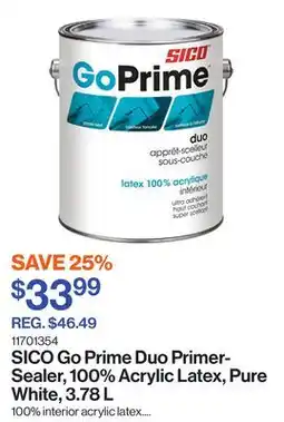 Patrick Morin Go Prime Duo Primer-Sealer, 100% Acrylic Latex, Pure White, 3.78 L offer