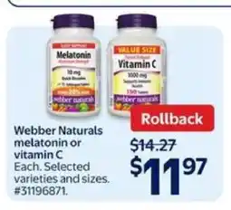 Walmart Webber Naturals melatonin or vitamin C offer