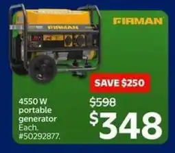 Walmart FIRMAN 4550 W Portable Generator offer