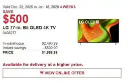 Costco LG B5 OLED 4K TV 9408277 offer