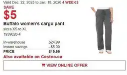 Costco Buffalo women's cargo pant offer