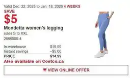 Costco Mondetta women's legging offer