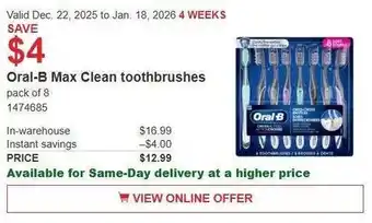 Costco Oral-B Max Clean toothbrushes offer