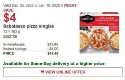 Costco Sabatasso pizza singles offer