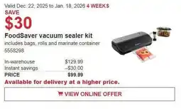 Costco FoodSaver vacuum sealer kit offer