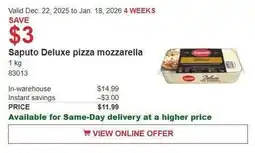 Costco Saputo Deluxe pizza mozzarella offer