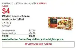 Costco Olivieri seven-cheese rainbow tortellini offer