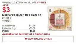 Costco Molinaro's gluten-free pizza kit offer
