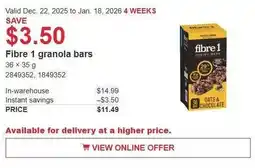 Costco Fibre 1 granola bars offer