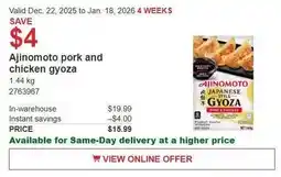 Costco Ajinomoto pork and chicken gyoza offer