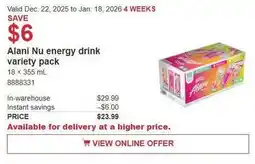 Costco Alani Nu energy drink variety pack offer