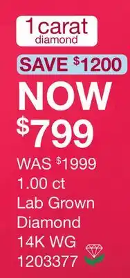 Charm Diamond New Brilliance 14K White Gold Lab Grown 1.00CT Diamond Pendant offer