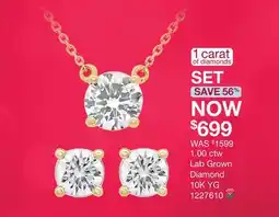 Charm Diamond New Brilliance Lab Grown 1.00CTW Diamond Earring Pendant Set in 10K Yellow Gold offer
