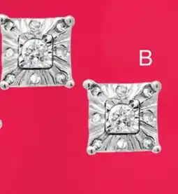 Charm Diamond Sterling Silver Diamond Square Shape Stud Earrings offer