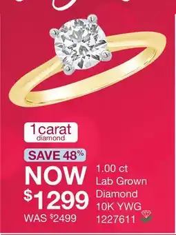 Charm Diamond New Brilliance Lab Grown 1.00CT Diamond Solitaire Ring in 10K Yellow Gold offer