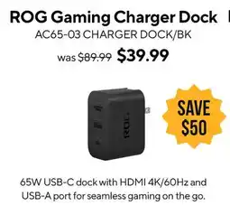 ASUS ROG Gaming Charger Dock AC65-03 CHARGER DOCK/BK offer