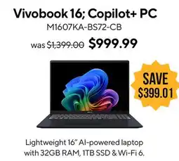 ASUS ASUS Vivobook 16 Copilot + PC Laptop offer