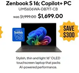 ASUS ASUS Zenbook S 16 Copilot + PC Laptop offer