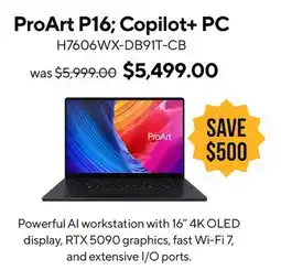 ASUS ProArt P16 Copilot + PC Laptop offer