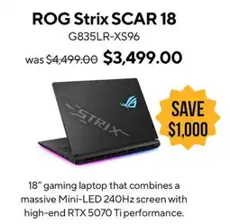 ASUS ROG Strix SCAR 18 gaming laptop offer