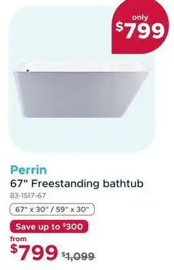 Bath Depot Perrin 67 Freestanding bathtub offer