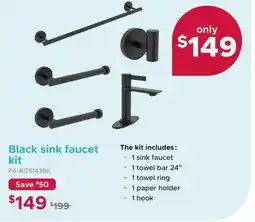 Bath Depot Black sink faucet kit offer