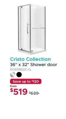 Bath Depot Cristo Collection 36 x 32 Shower door offer