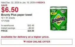 Costco Bounty Plus paper towel offer
