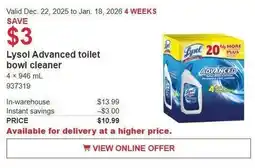 Costco Lysol Advanced toilet bowl cleaner offer