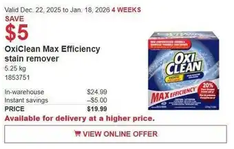 Costco OxiClean Max Efficiency stain remover offer
