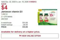 Costco Jamieson vitamin D3 offer