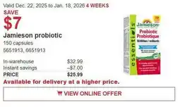 Costco Jamieson probiotic offer