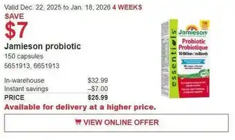 Costco Jamieson probiotic offer