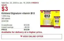 Costco Kirkland Signature vitamin B12 offer