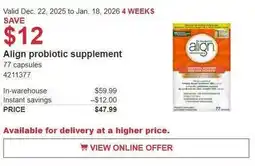 Costco Align probiotic supplement offer