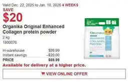 Costco Organika Original Enhanced Collagen protein powder offer