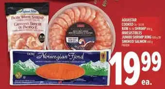 Aquastar cooked raw shrimp irresistibles jumbo shrimp ring smoked salmon
